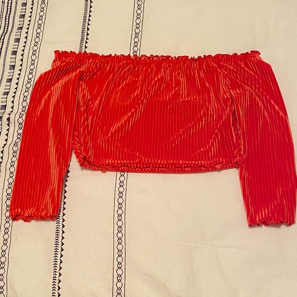 Leith Vibrant Red Ruffled Top - Picture 3 of 4